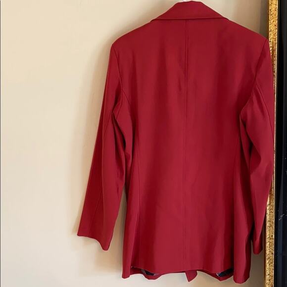 LL Bean red trench coat  jacket with plaid lining - Picture 9 of 14